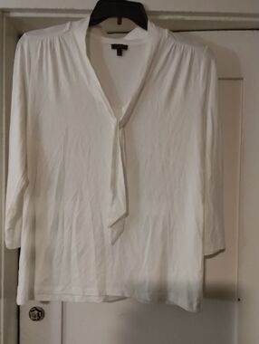 Talbots Cream Tie-Neck Long Sleeve Blouse